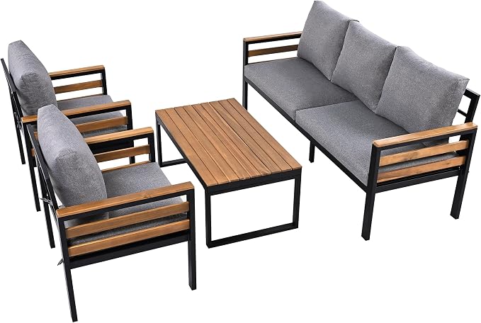 VilroCaz 4-Piece Outdoor Patio Furniture Sectional Sofa Set - Image 7