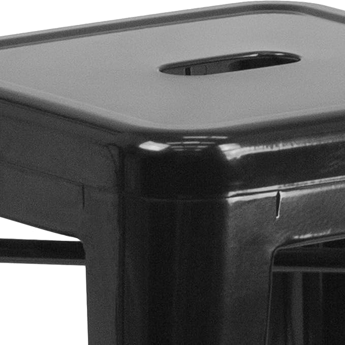 Flash Furniture Kai Commercial Grade 24" High Backless Black Metal - Image 9