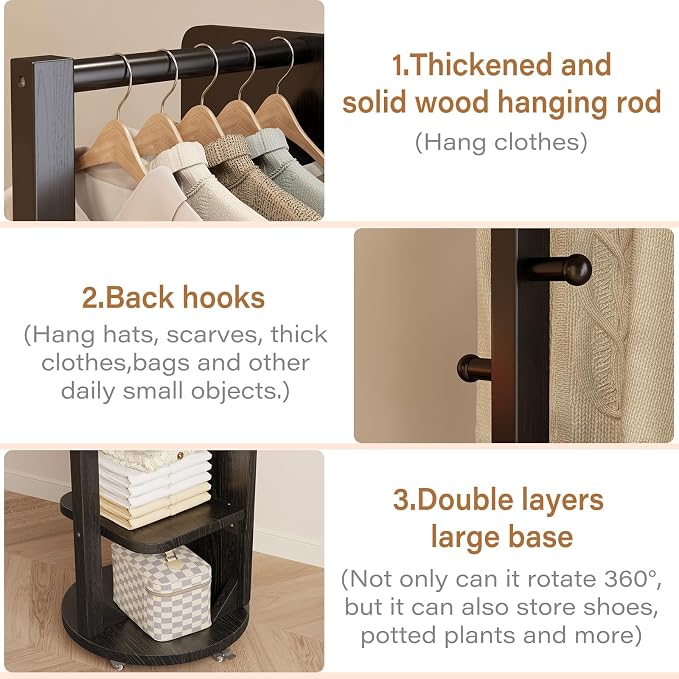 WoodsWhisper Full Length Mirror Coat Rack Solid Wood Floor Mirror 66"x12" Full - Image 6