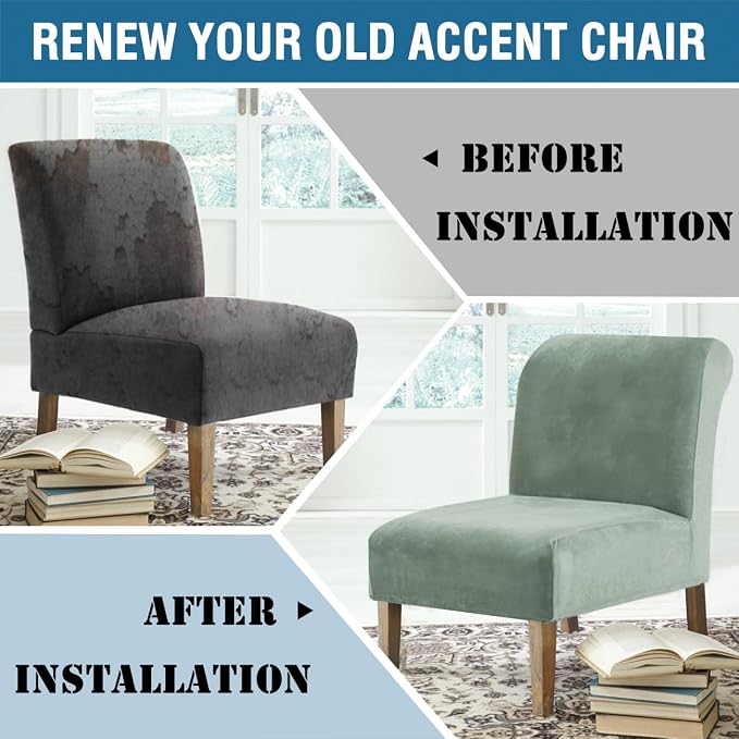 H.VERSAILTEX Armless Accent Chair Covers Thick Velvet Armless Chair Slipcovers - Image 8