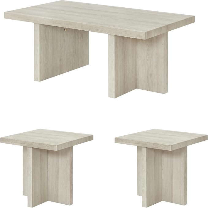 Roundhill Furniture Mchome 3-Piece Coffee Table Set, Coffee Table and Two End - Image 18