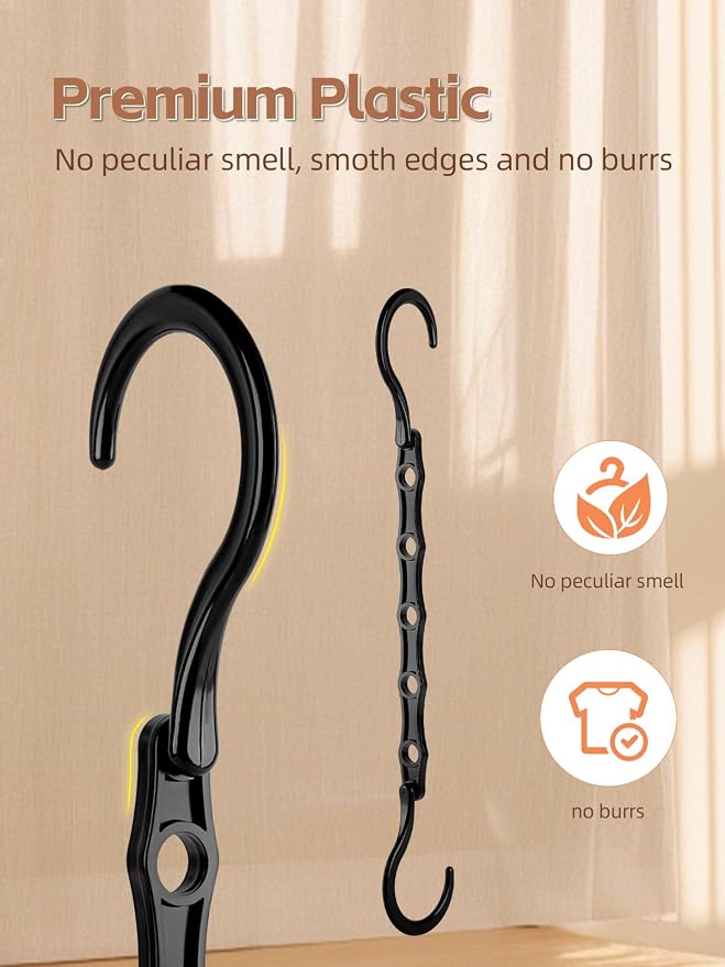 HOUSE DAY Black Magic Space Saving Hangers 10 Pack, Premium Smart Hanger Hooks - Image 8