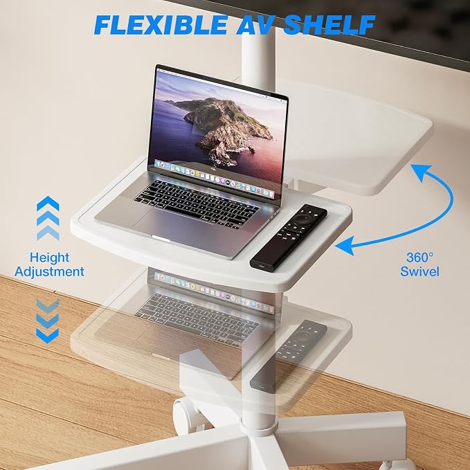 Rolling TV Stand with Shelf for 23-65/32-85 inch TVs up to 88lbs, Portable - Image 7