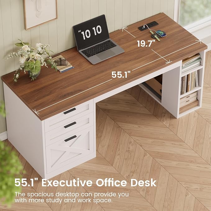 SEDETA 55.1" Farmhouse Office Desk - Image 6