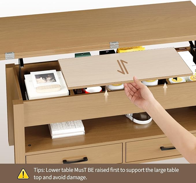 Garvee 40" Coffee Table Lift Top, Converts to Dining Table - Image 6