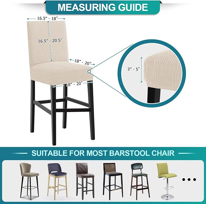 Turquoize 100% Waterproof Bar Stool Cover Stretch Washable Barstool Seat Covers - Image 5