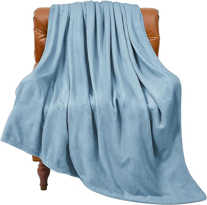 BEDELITE Fleece Blanket Washed Blue Throw Blankets by BEDELITE
