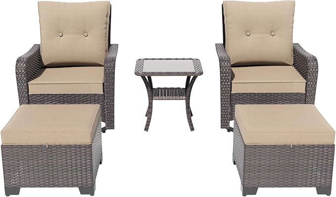 ALAULM 5-Piece Outdoor Swivel Rocking Chair Set - Image 7