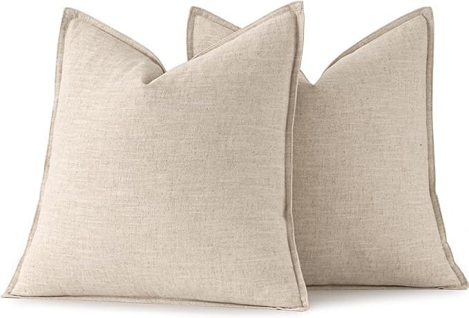 MIULEE Decorative Linen Pillow Covers 18x18 Inch Natural Beige Boho Farmhouse - Image 6