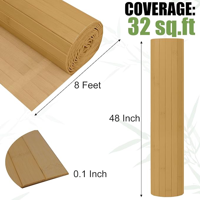 Bamboo Wall Panel for Interior Wall Decor, Renewable Pole Wrap Wainscoting Roll - Image 2