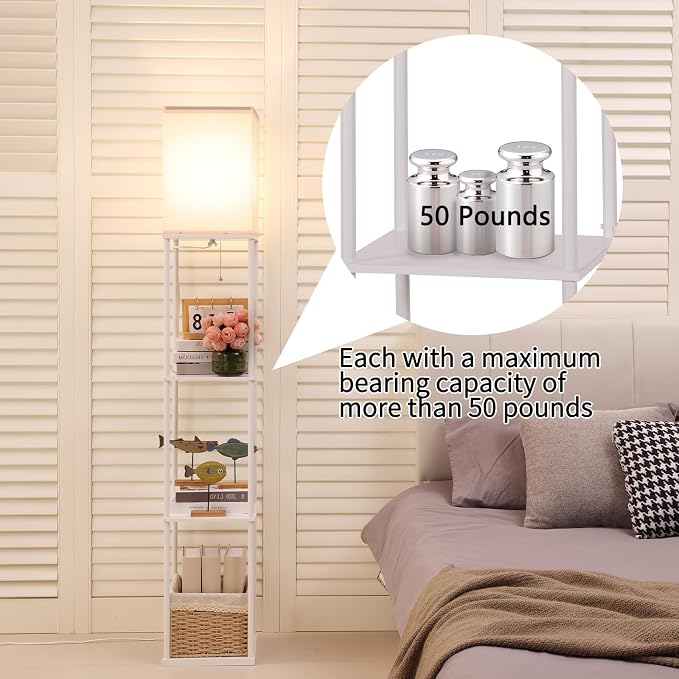 Gupuzm Floor Lamp with Shelves, with Modern Square Standing Lamp with Smart APP - Image 3