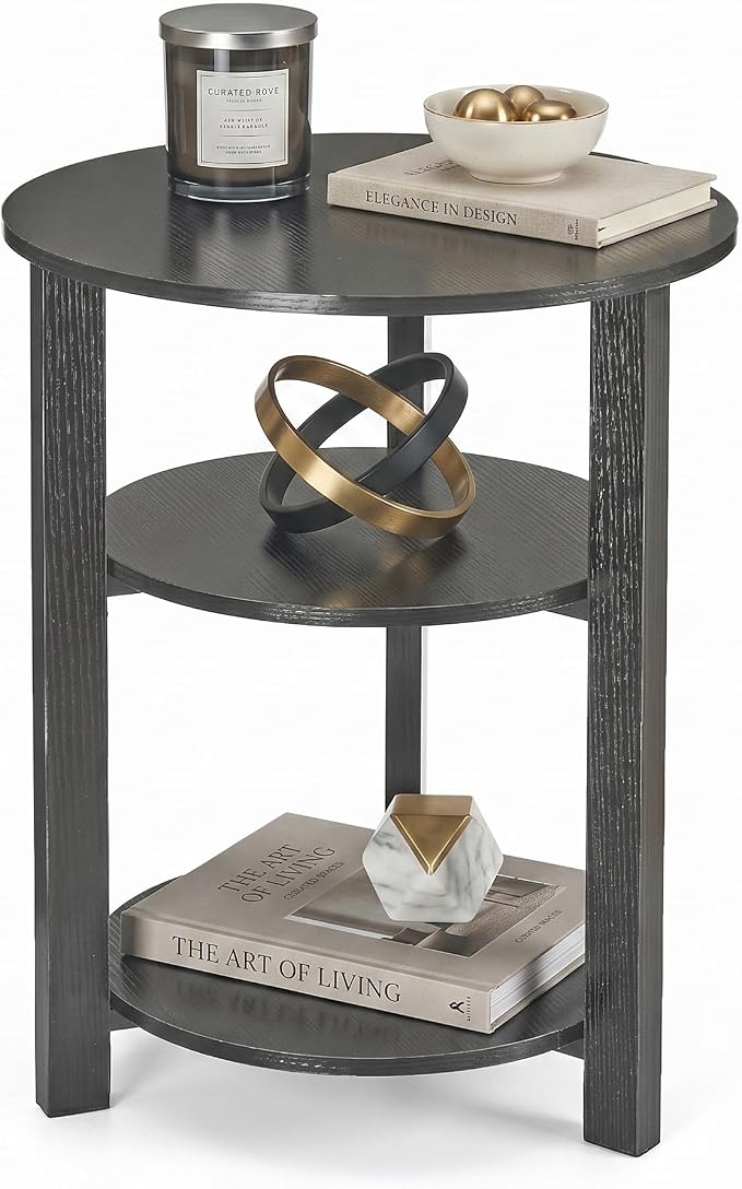 Farmhouse 3-Tier Round Side Table, 17.7*21.7inch End Table by Zexvida