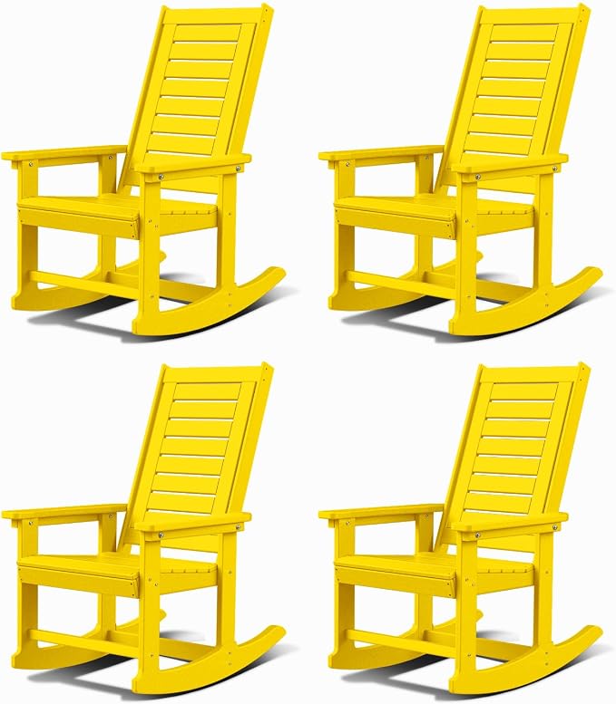 GREENVINES Outdoor Rocking Chairs | Set of 4 | Porch Rocker | HDPE Plastic | by GreenVines