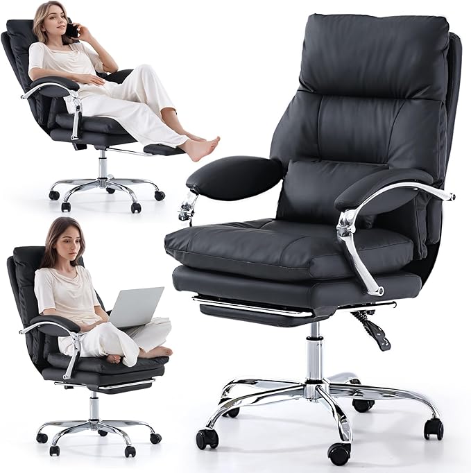 LEAGOO Office Chair with Foot Rest, Swivel Computer Desk Chair PU Leather by LEAGOO