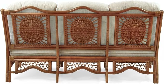 Malibu Lounge Set of 4: 2 Natural Rattan Wicker Chairs, Three-Seater Sofa - Image 8
