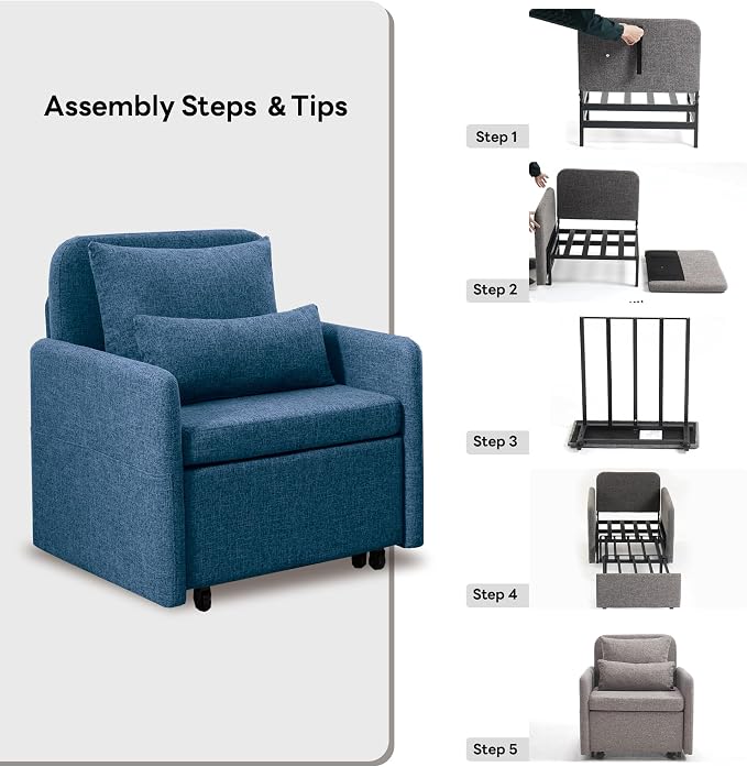 Iroomy 5-Level Adjustable Convertible Sleeper Chair Set of 2, 3-in-1 87'' Long - Image 9
