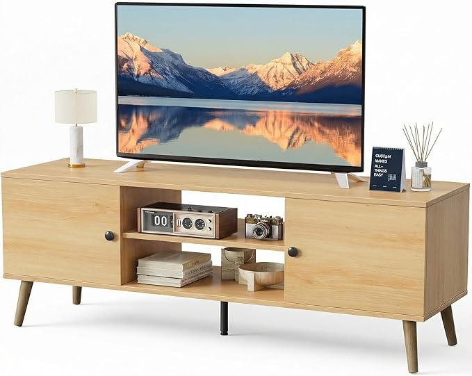 Sweetcrispy TV Stand for 55 60 inch TV, Modern Mid Century Entertainment Center by Sweetcrispy