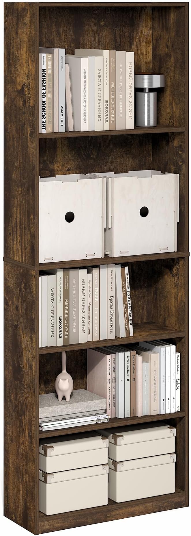 Furinno Jaya Book Shelf, 5-Tier Tall Book Shelf, Bookcase - Image 3