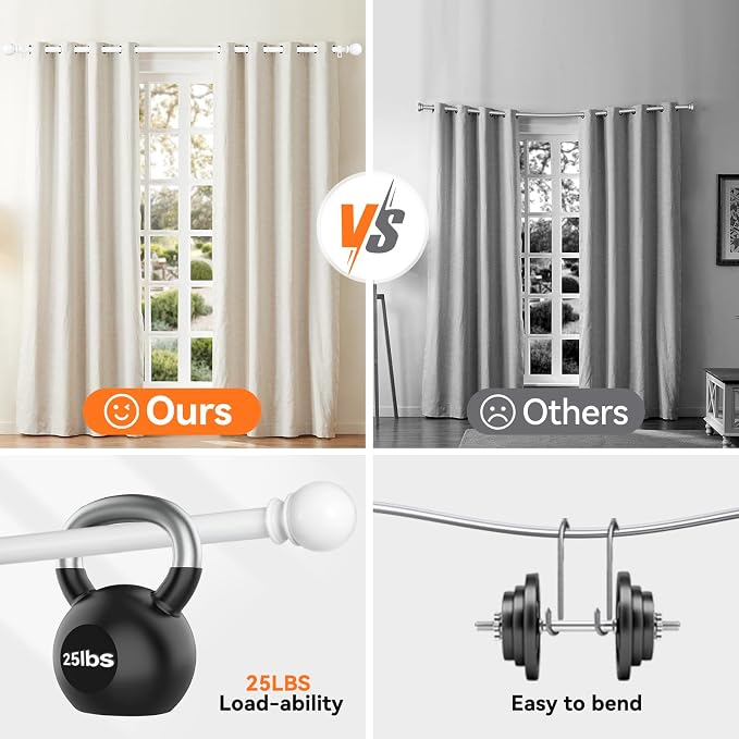 Curtain Rods for Windows 48 to 84 or 88 Inches Max - Image 4