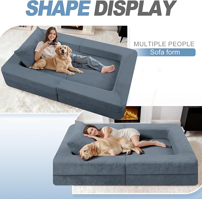 Futon Sofa Bed with Pillow, 3-in-1 Sleeper Sofa Bed with Removable Cover - Image 5