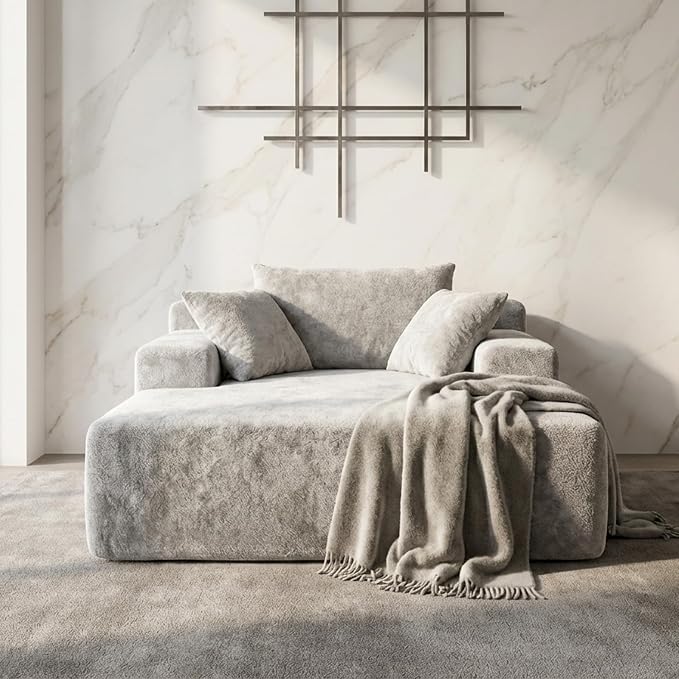 Sytopia Chaise Lounge with Armrests, Oversized Sofa Bed with 3 Pillows - Image 3