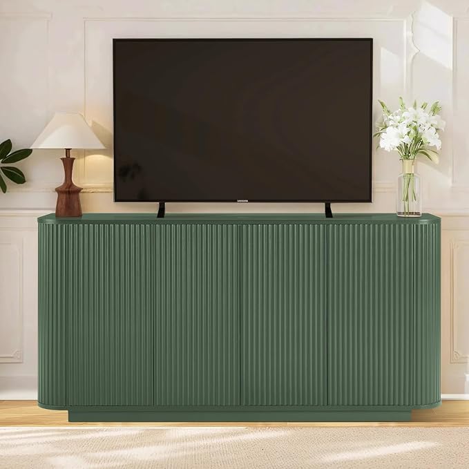 LKTART 64" Buffet Cabinet with Storage, Modern Fluted Accent Sideboard Media - Image 3