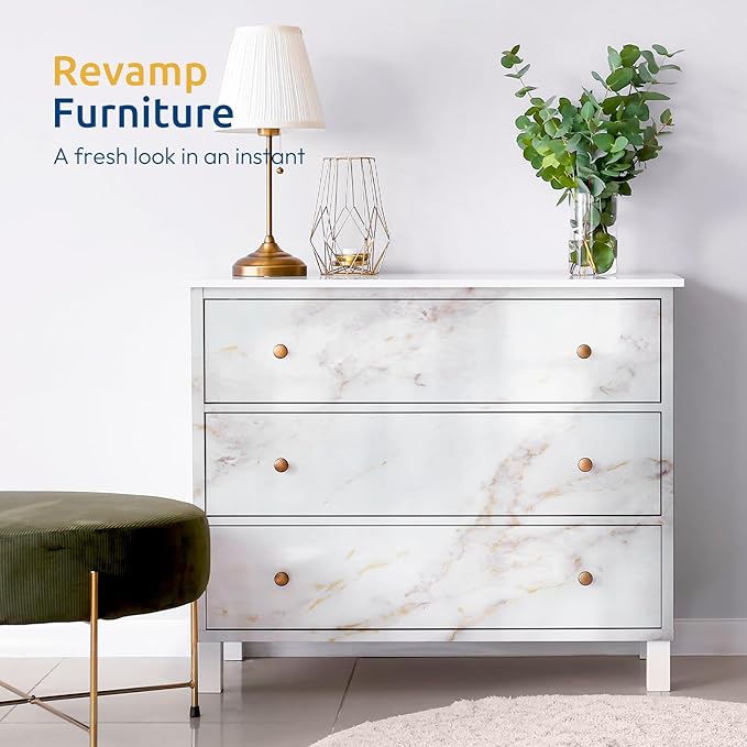 rabbitgoo Glossy Marble Contact Paper Peel and Stick Wallpaper 35.4" x 78.7" - Image 3