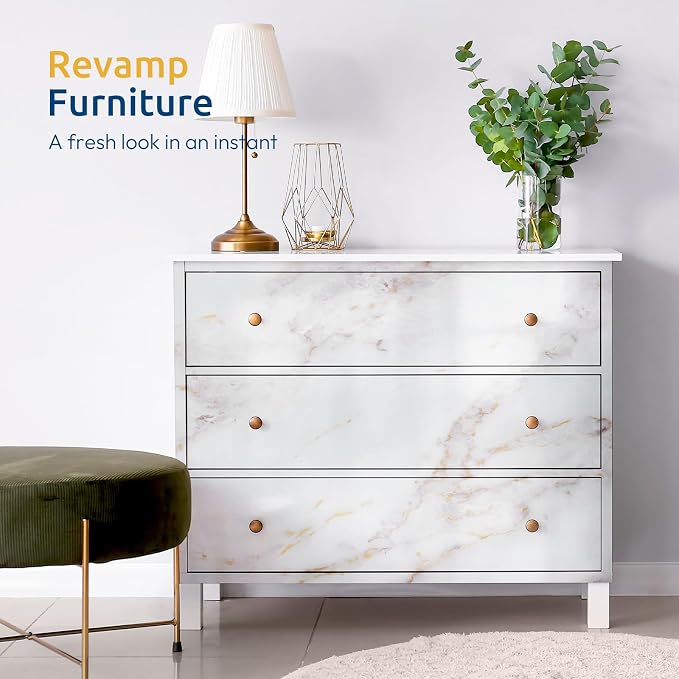 rabbitgoo Glossy Marble Contact Paper Peel and Stick Wallpaper 17.5" X 78.7" - Image 3