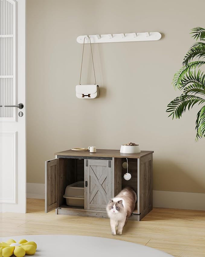 Hzuaneri Cat Litter Box Enclosure, Hidden Litter Box Cabinet Furniture - Image 9