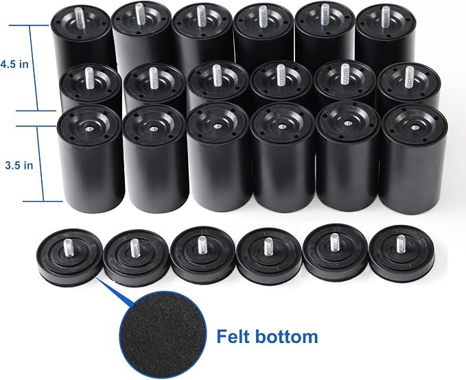 12 Inch Adjustable Bed Legs Replacement Screw in Furniture Support, 3 Sections - Image 9