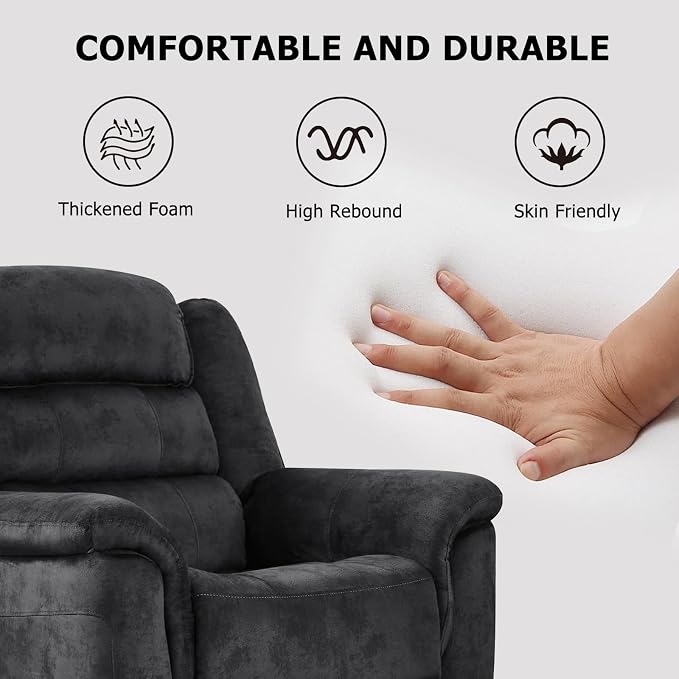 EBELLO 2 Pieces Reclining Couch Furniture Set, Soft Fabric Manual Recliner Sofa - Image 6