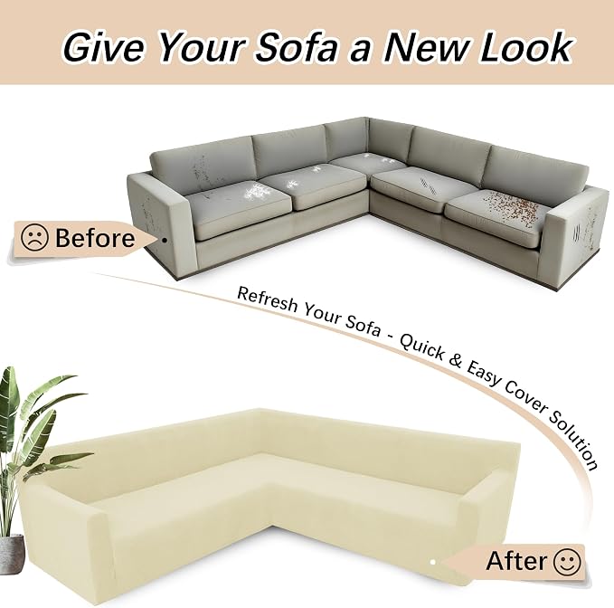 Arfntevss Stretch Sectional Couch Covers L Shaped Corner Sectional Sofa Cover - Image 6