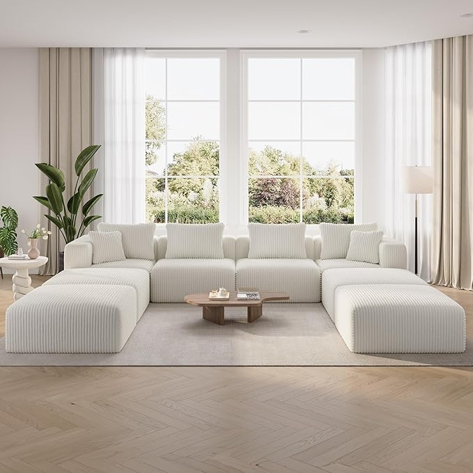 Novilla 141" Modular Sectional Sofa, Modern Cloud Sectional Couch by Novilla