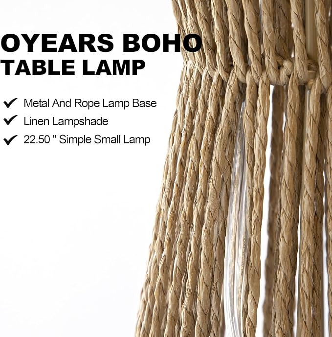 OYEARS 22.5" Table Lamps for Living Room, Boho Lamps Set of 2 for Bedrooms - Image 2