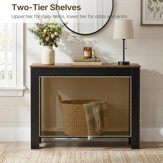 YATINEY Farmhouse Console Table, 39.4'' Small Narrow Entryway Table, Wood Couch - Image 4
