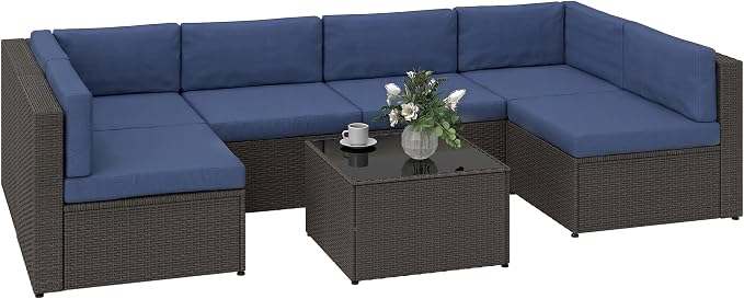 Outsunny 7 Piece Patio Furniture Set, Wicker Outdoor Sectional Sofa Set by Outsunny