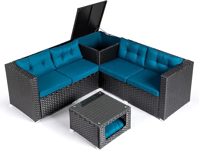 VINGLI 4 Pieces Outdoor Sectional Wicker Patio Furniture - Image 8