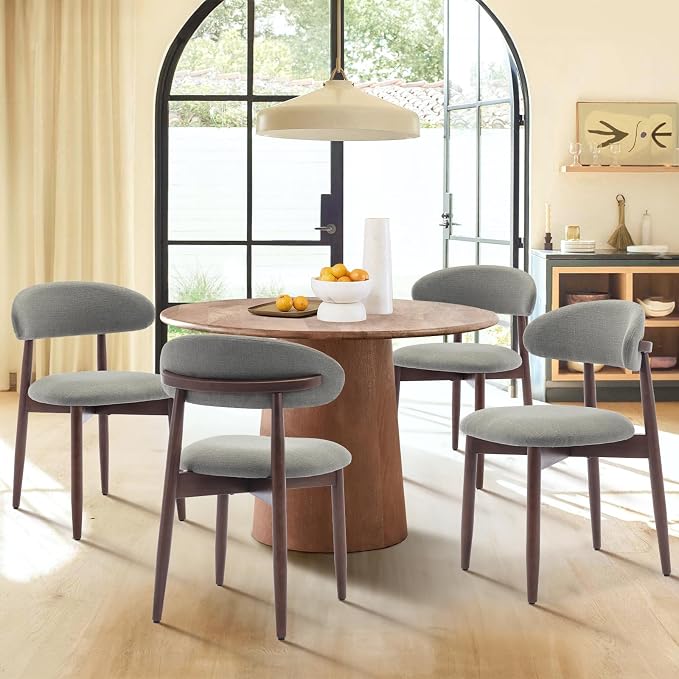 COLAMY Wooden Dining Room Chairs Set of 4, Modern Upholstered Fabric Dining - Image 8