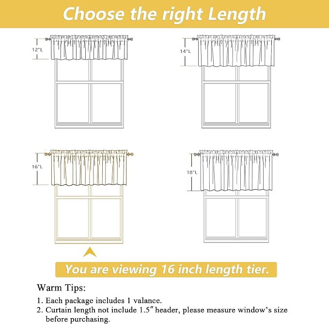 OWENIE Natural Valances for Windows 1 Pcs, Light Filtering Textured Farmhouse - Image 2