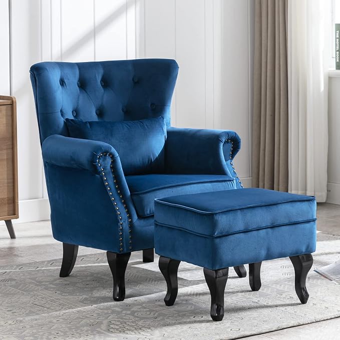 Mid Century Modern Accent Chair Upholstered Armchair Comfy Velvet Tufted by Janoray