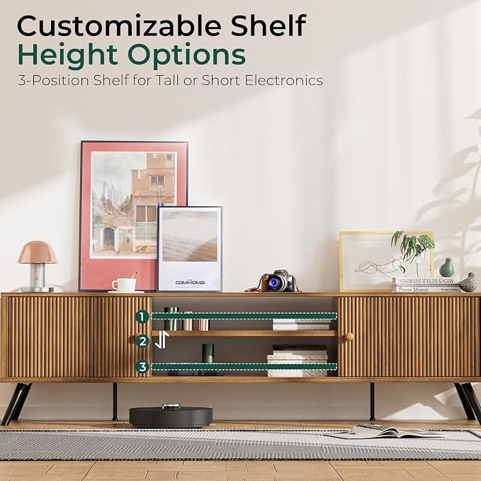 COMHOMA TV Stand for Living Room, Mid Century Modern Entertainment Center for - Image 3