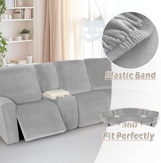 Arfntevss Sectional Recliner Couch Covers Velvet Washable Corner Sectional Sofa - Image 6