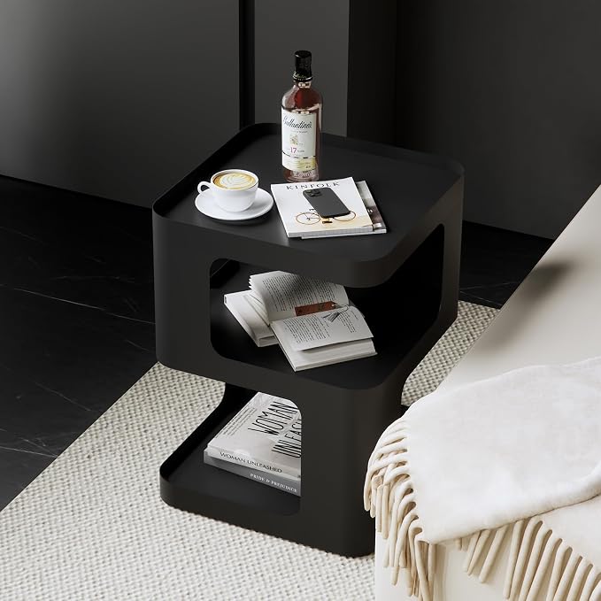 Modern Metal Side Table with Storage, Small End Table - Image 2