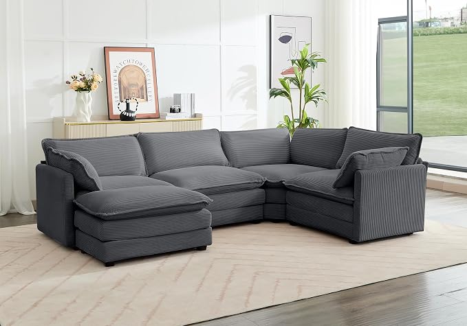 ROWHY 113'' Modular Sectional Cloud Corner Couch, 5 Seater L Shape Sofa Big - Image 8