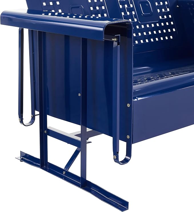Crosley Furniture Bates Retro Metal Outdoor Sofa Glider, 3-Person Rocking Patio - Image 9