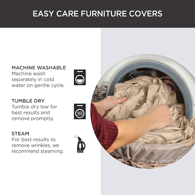 SureFit Cotton Duck Armchair Box Cushion One Piece Slipcover, Chair Cover - Image 6