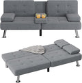Flamaker Futon Sofa Bed Modern Folding Futon Set Linen Fabric Convertible by Flamaker