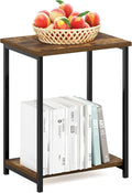 Furinno Simplistic Metal Frame End Table, Amber Pine by Furinno-FitsYourSpaceFitsYourBudget