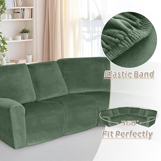 Arfntevss Sectional Recliner Couch Covers Velvet Corner Sectional Sofa Cover - Image 6