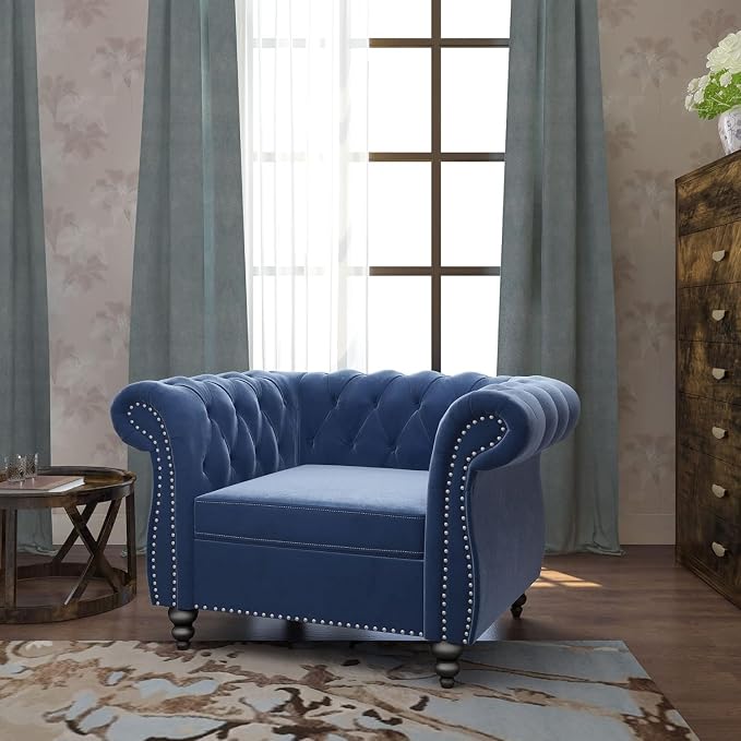 Mid-Century Sofa Chair, Velvet Accent Chair by YUCHIATHSoulFurniture